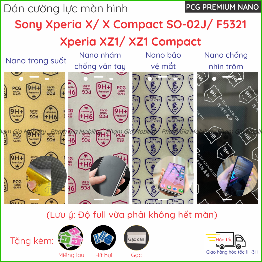 Dán cường lực màn hình Sony Xperia X/ X Compact (SO-02J, F5321)/ Xperia XZ1/ XZ1 Compact nano dẻo tr