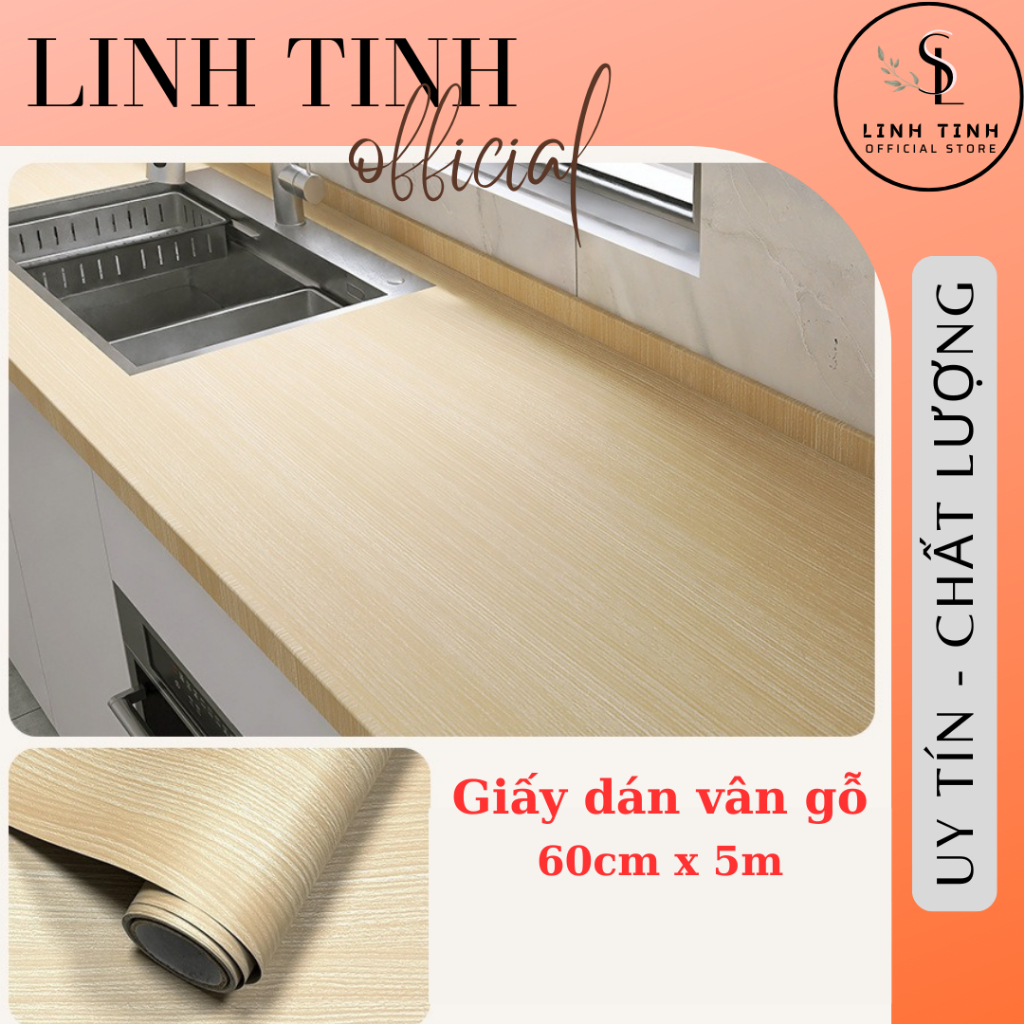 Giấy dán vân gỗ cao cấp, sẵn keo - Decal vân gỗ, dán bếp, tủ, bàn đẹp - Film dán nội thất PVC