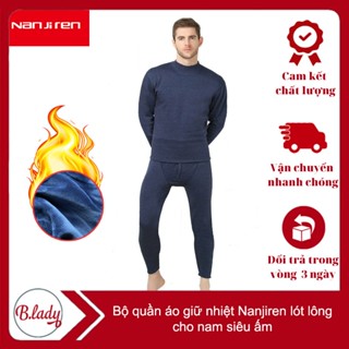 Bộ quần áo giữ nhiệt Nanjiren cho nam lót lông siêu ấm, đủ kích cỡ cho người tới 100kg