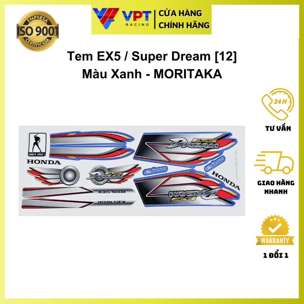 Tem Dream II, Ex5 xanh chính hãng Moritaka, Malaysia F1417H-EX5