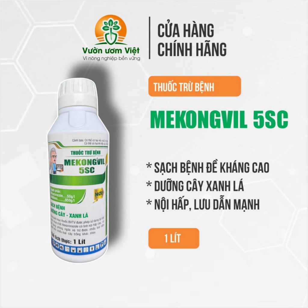 Thuốc trừ bệnh MEKONGVIL 5SC - dạng sữa trị bệnh phổ rộng, làm già đọt cây, dưỡng lá xanh - 1 Lít