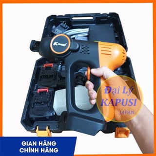 Súng rửa xe dùng pin, Máy xịt tăng áp KAPUSI JAPAN rửa xe, tưới cây, sân vườn