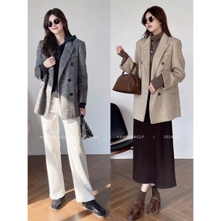 Áo khoác nữ dáng dài chất liệu len cashmere hai mặt màu yến mạch, mùa đông, thắt đai eo, tôn dáng.