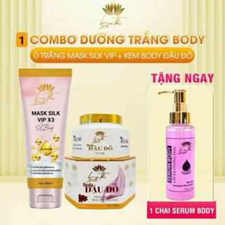  |combo|1 KEM BODY ĐẬU ĐỎ 230g +1Ủ TRẮNG BODY MASK SILK BODY VIP X31 chai 300ml TẶNG THÊM 1SERUM BODY DƯỠNG SÁNG DA 100ml 
