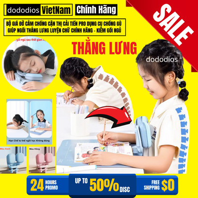 Bộ Giá Đỡ Cằm Chống Cận Thị Cải Tiến Pro Dụng Cụ Chống Gù Giúp Ngồi Thẳng Lưng Tặng 3 Con Cá Heo Luyện Chữ Hãng Dododios