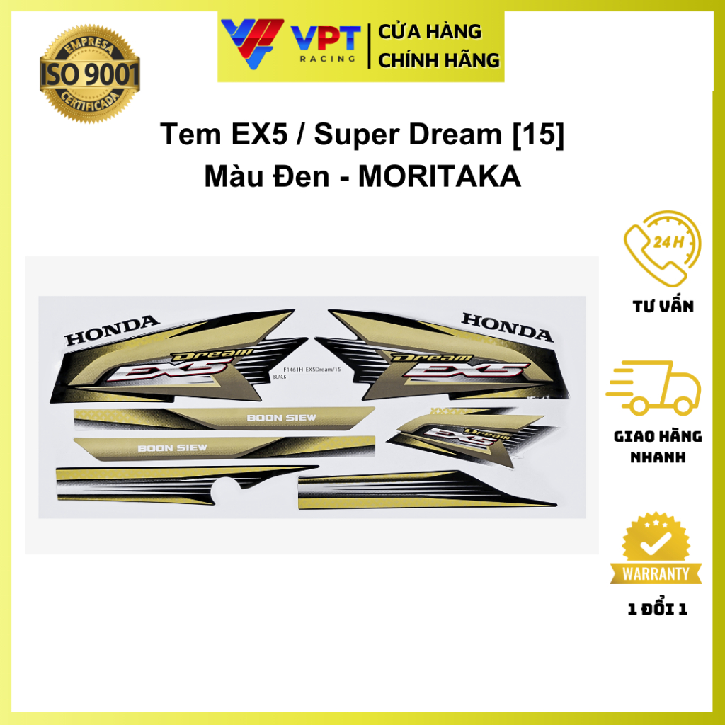 Tem Super Dream, Ex5 đen chính hãng Moritaka F1461H-EX5