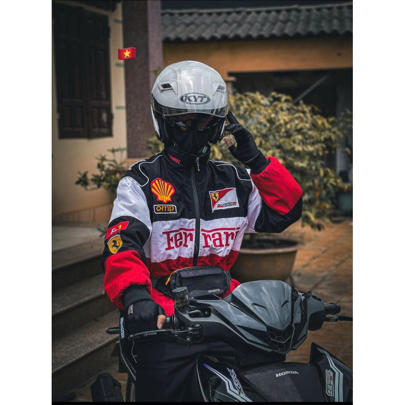 áo khoác thể thao touring Ferrari in lụa nam nữ chất lượng