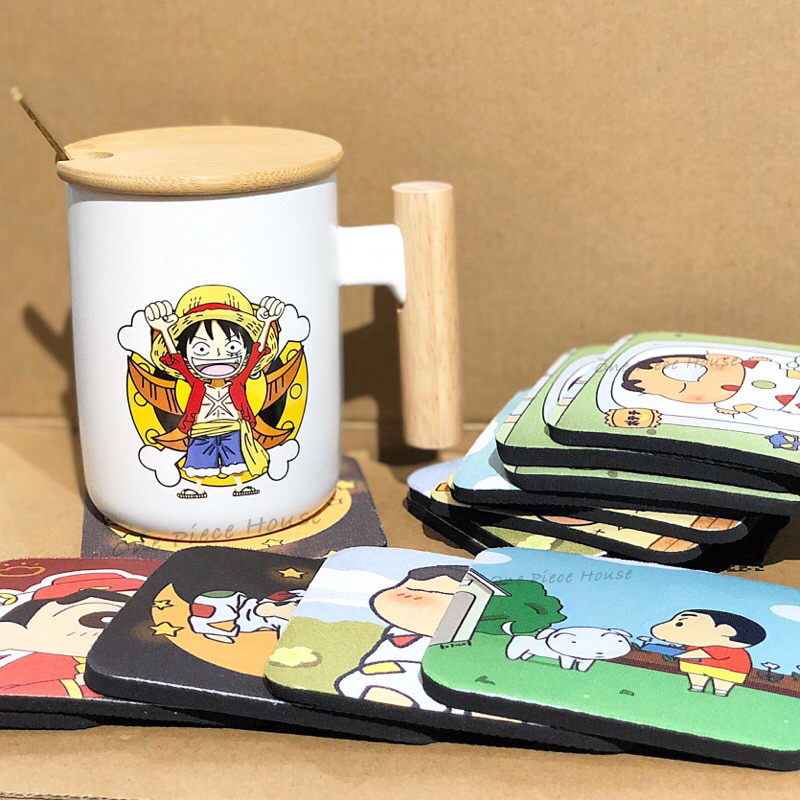 LÓT LY Hình Thoi, Hình Chữ Nhật Anime, Đế Ly Cao Su Chống Trượt