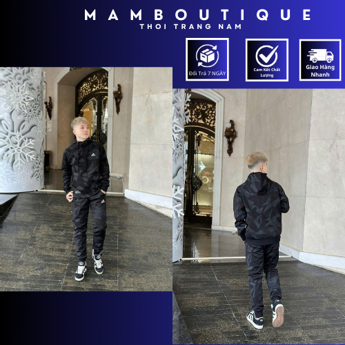 Bộ Hoodie Thu Đông Nam A Di Đạt Phối Hoạ Tiết Cực Đẹp . Bộ Hoodie Zip A Di Đạt Nỉ Bông Phối Hoạ Tiết