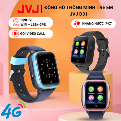 Đồng hồ thông minh trẻ em JVJ D31, Lắp Sim Nghe Gọi 2 Chiều,Video Call,Kháng Nước,Tiếng Việt,Định Vị