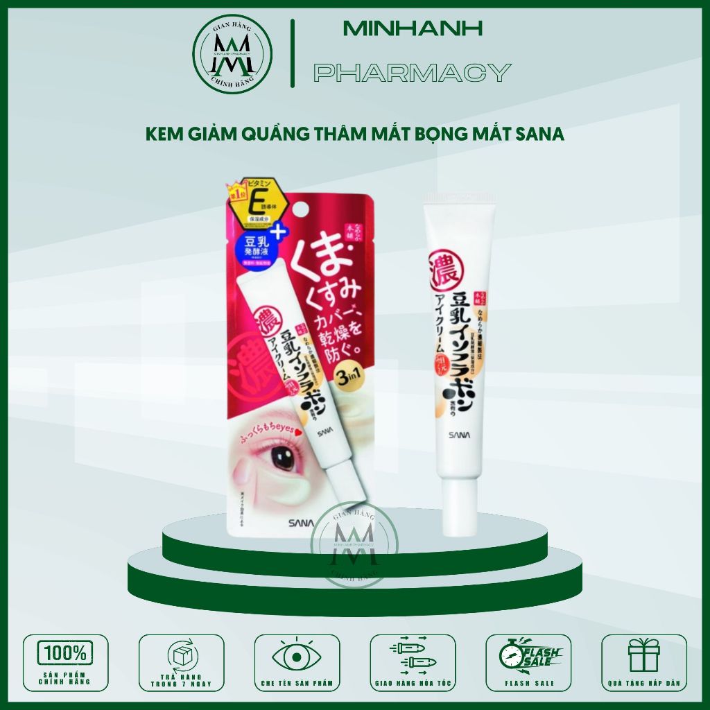 Kem tan bọng mắt sana nameraka eye cream Nhật bản xóa tan bọng mắt giảm quầng thâm chống nhăn ngăn chảy xệ da vùng mắt