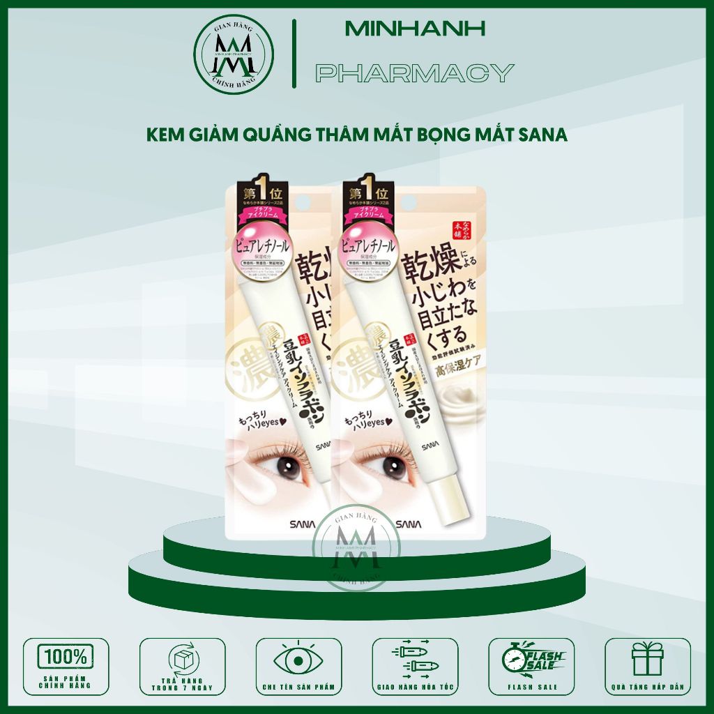 Kem tan bọng mắt sana nameraka eye cream Nhật bản xóa tan bọng mắt giảm quầng thâm chống nhăn ngăn chảy xệ da vùng mắt