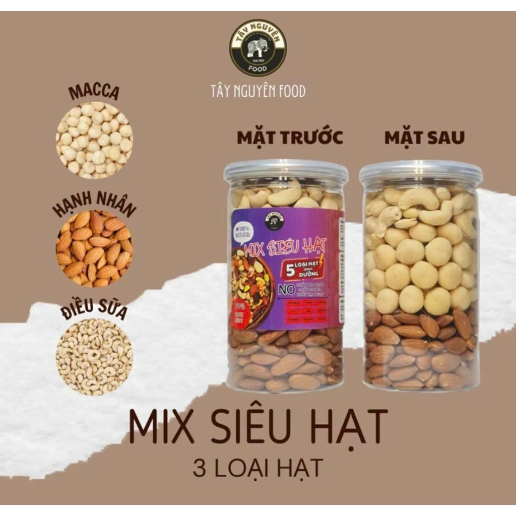 MIX SIÊU HẠT 3 LOẠI HẠT ( ĐIỀU SỮA HẠT NGUYÊN , MẮC CA , HẠNH NHÂN)