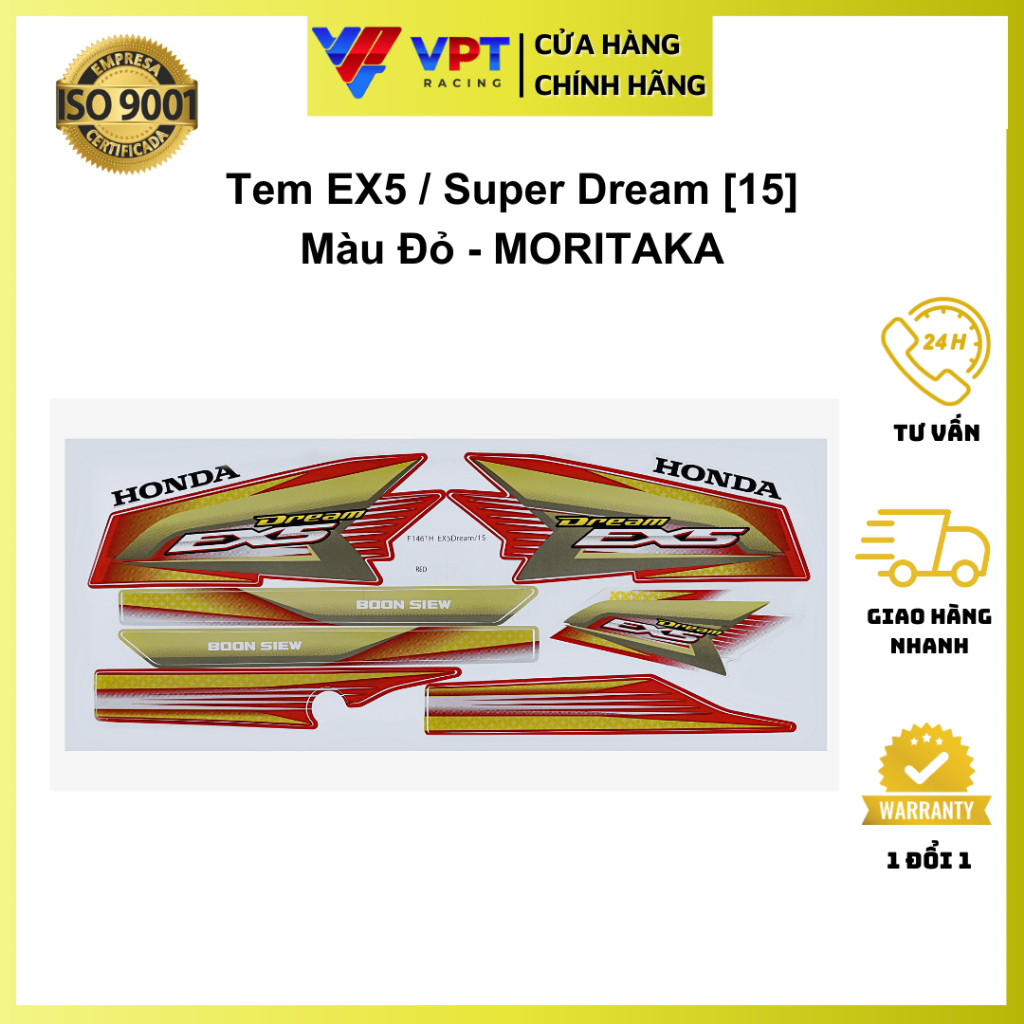 Tem Super Dream, Ex5 đỏ - chính hãng Moritaka F1461H-EX5