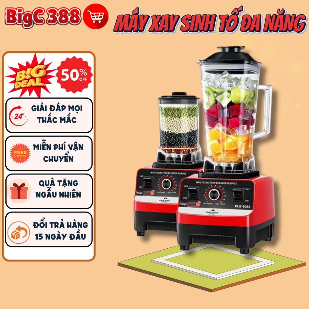 Máy Xay Sinh Tố Đa Năng KAW SILVER CREST SC-1589 Máy Xay 2 Cối Xay Công Suất 4500W,