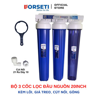  Bộ cốc lọc thô đầu nguồn bán công nghiệp 20 inch Ren 21 và Ren 27 đã bao gồm 3 lõi lọc gông tháo cốc lọc cút nối 