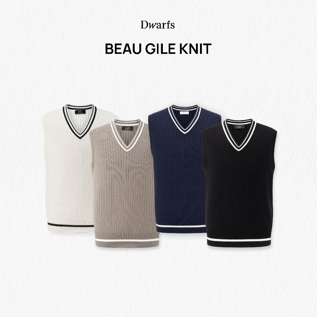 Áo len gile cổ tim kẻ viền DWARFS Beau Gile Knit