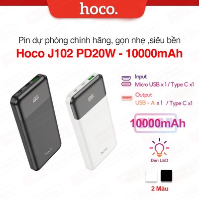Pin dự phòng sạc nhanh giá rẻ Hoco J102 dung lượng cao 10000mAh,sạc nhanh cổng Type-C PD20W, USB PD18W