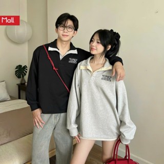 Áo nỉ Polo sweatshirt XẺ TÀ Calem.Club phối viền cổ chữ thêu chất nỉ chân cua form unisex nam nữ - Xmas