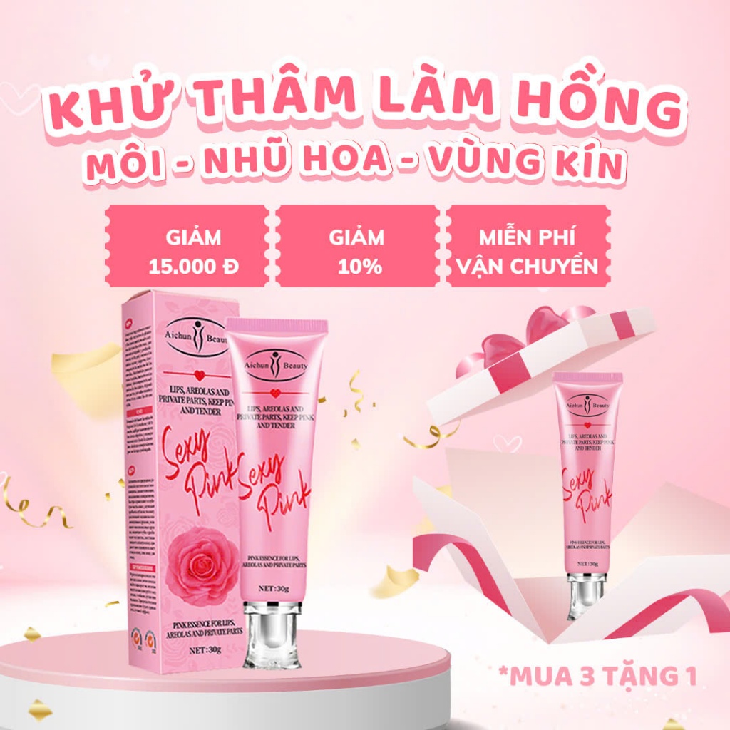 Khử Thâm - Làm Hồng Môi - Nhũ Hoa-Vùng Bikini Sexy Pink Aichun Beauty Mang Đến Nét Đẹp Hồng Hào 30g
