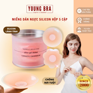 Dán Ti Silicon Chống Tuột - Miếng Dán Ti Trong Nữ Bông Hoa Hình Tròn Hộp 10 Miếng Tái Sử Dụng Nhiều Lần Young Bra