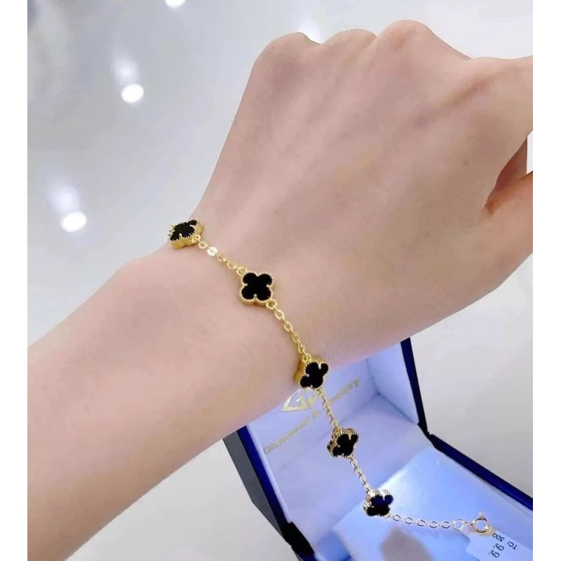 Lắc tay bạc xi vàng - Lắc tay nữ 4 lá cách điệu mới nhất