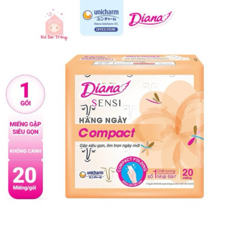 Băng vệ sinh Diana Hàng ngày Sensi Compact gói 20 miếng