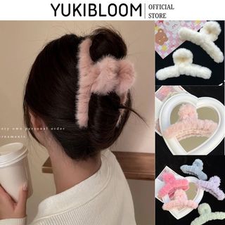  Kẹp Tóc Càng Cua Kẹp Tóc Hình Cá Mập Phủ Lông Thời Trang Thu Đông Thanh Lịch Cho Nữ YUKIBLOOM 