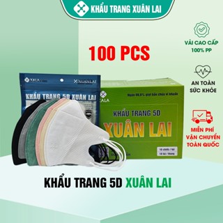  100 Cái Khẩu trang 5D Xuân Lai Khẩu trang XL 3 lớp kháng khuẩn chống tia UV ngăn giọt bắn 