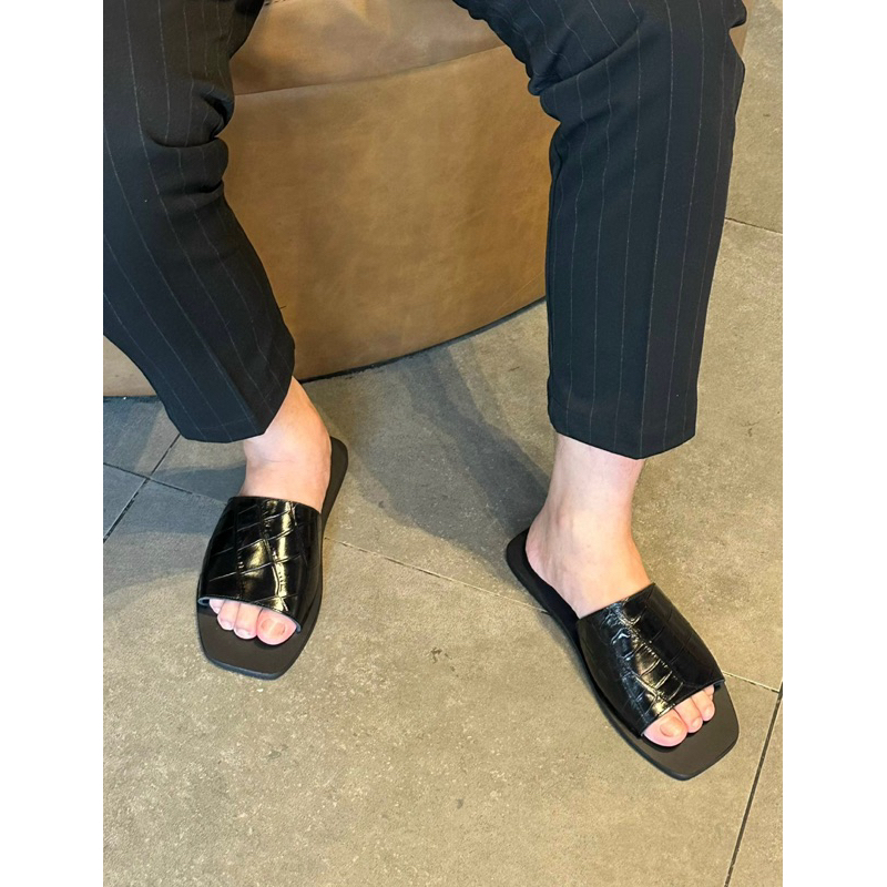 Dép Bảng vân mũi vuông sang trọng Journey Chất Liệu Da Cao Cấp [S0607].