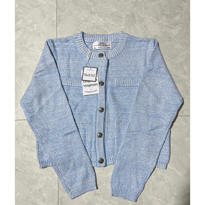 ÁO LEN TINGOAN cardigan 4 TÚI Jennifer màu xanh blu newtag | BigBuy360 - bigbuy360.vn