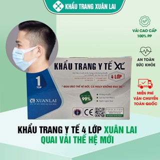 Thùng 300 cái Khẩu trang y tế Xuân Lai XL Mask 4 Lớp quai vải mềm kháng khuẩn ngăn bụi mịn vi khuẩn