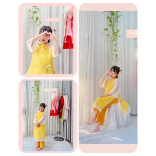 Áo dài  Đường yên dành cho bé gái từ 11kg - 35kg tặng kèm bờm