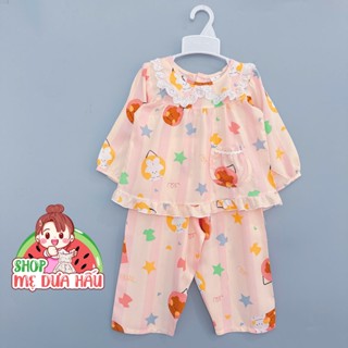 Bộ mặc nhà - Đồ bộ bé gái vải tôn, lanh lụa loại 1 dài tay tiểu thư 8-32kg shop mẹ dưa hấu