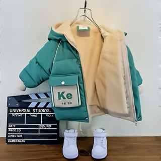 22-Áo khoác phao trần bông siêu nhẹ cho bé trai bé gái, Áo khoác dày lót lông cừu mùa đông