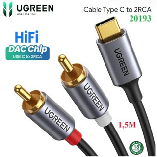 Cáp chuyển USB Type C to 2 RCA Ugreen 20193 CM451 Chip DAC âm thanh HiFi,dài 1.5met
