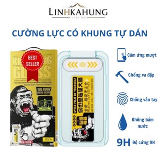 Kính Cường Lực IP Có Khung Tự Dán Ngăn Bụi Loa ,X/XS/XSMAX/11/XR/12/13/14/13PM/14PM/15/16/16PM