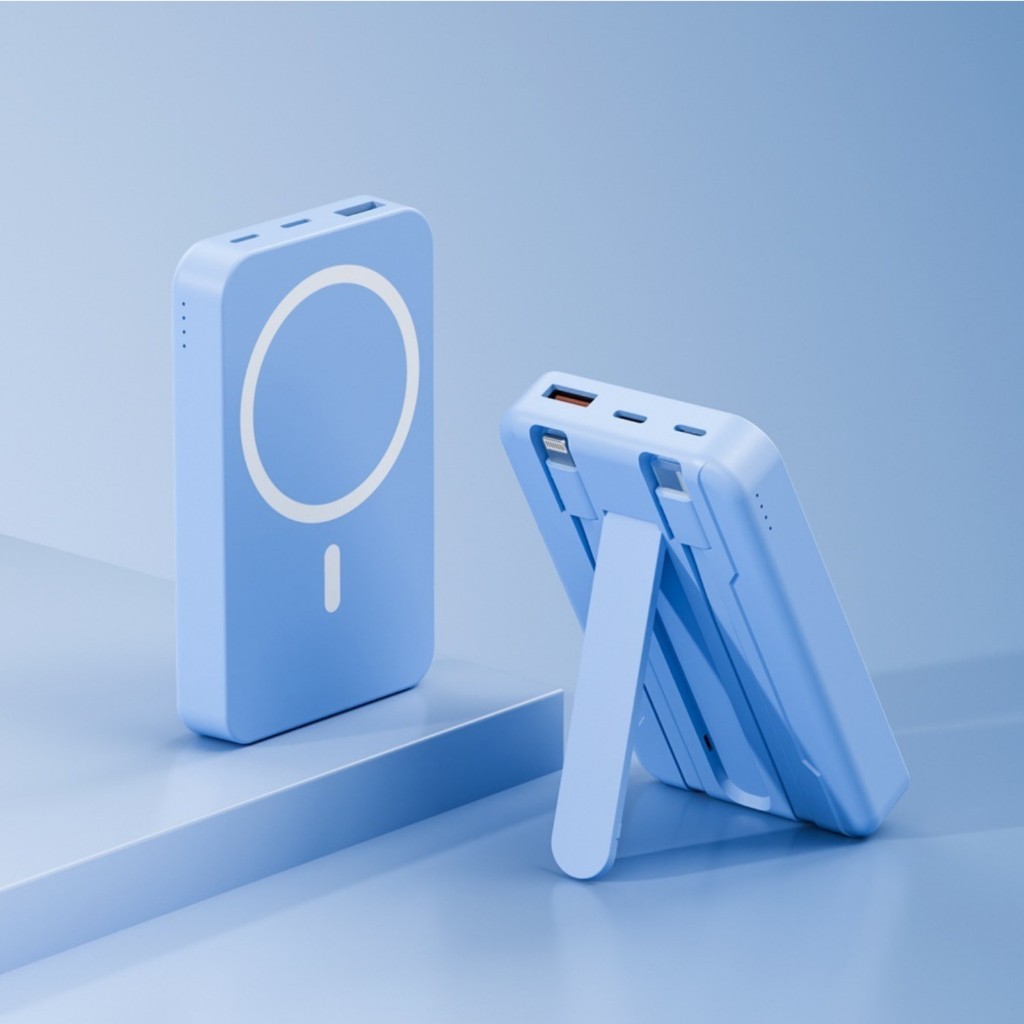 Sạc Dự Phòng Không Dây 10000mAh, Pin Dự Phòng Tích Hợp 2 Dây Sạc, Sạc Siêu Nhanh, Pin Lithium, Nam Châm Hít Siêu Chắc | BigBuy360 - bigbuy360.vn