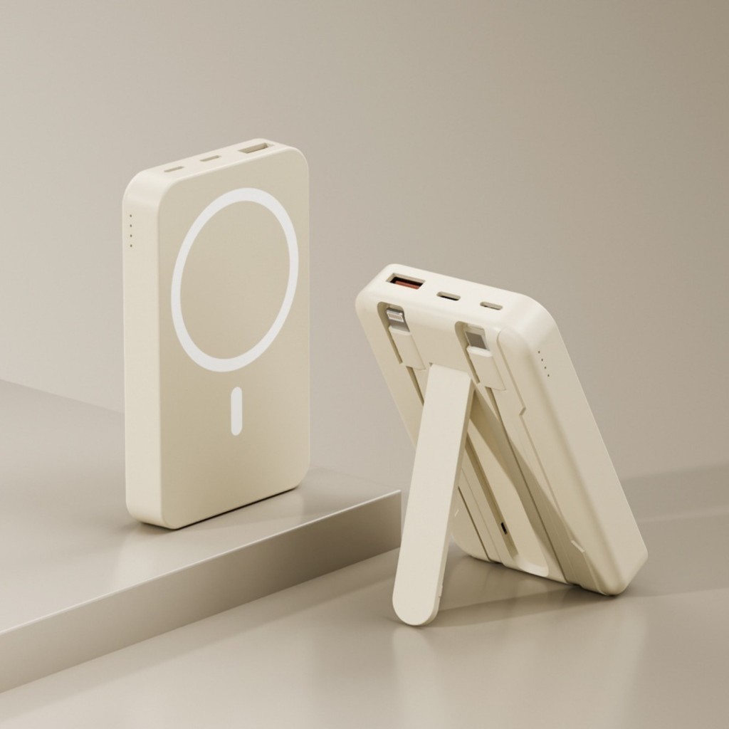 Sạc Dự Phòng Không Dây 10000mAh, Pin Dự Phòng Tích Hợp 2 Dây Sạc, Sạc Siêu Nhanh, Pin Lithium, Nam Châm Hít Siêu Chắc | BigBuy360 - bigbuy360.vn