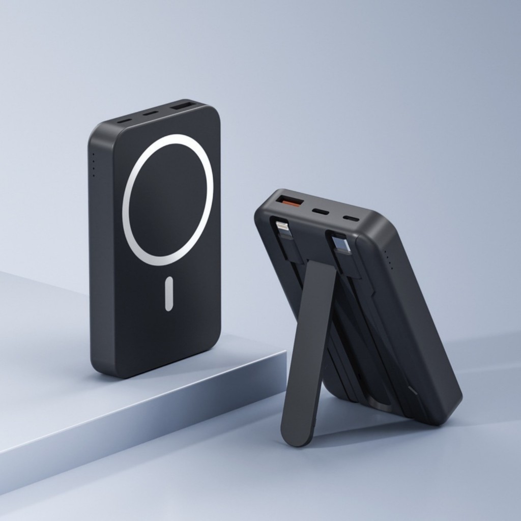 Sạc Dự Phòng Không Dây 10000mAh, Pin Dự Phòng Tích Hợp 2 Dây Sạc, Sạc Siêu Nhanh, Pin Lithium, Nam Châm Hít Siêu Chắc | BigBuy360 - bigbuy360.vn