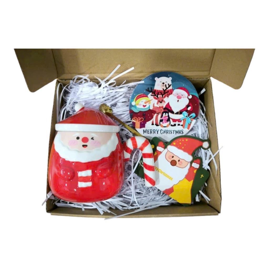 Quà Tặng Giáng Sinh Noel Gồm Ly Cốc Sứ Giáng Sinh Lót ly Giáng Sinh Và Thiệp Noel