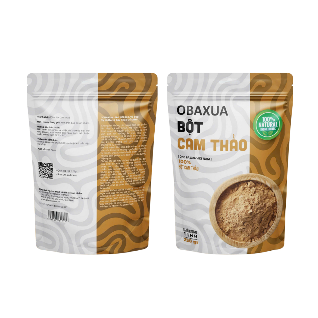 Bột Cam Thảo OBAXUA Nguyên Chất - Mặt Nạ Dành cho Mặt và Body Giúp Dưỡng Trắng Da, Giảm Mụn, Mờ Thâm, Trẻ Hoá Da | BigBuy360 - bigbuy360.vn