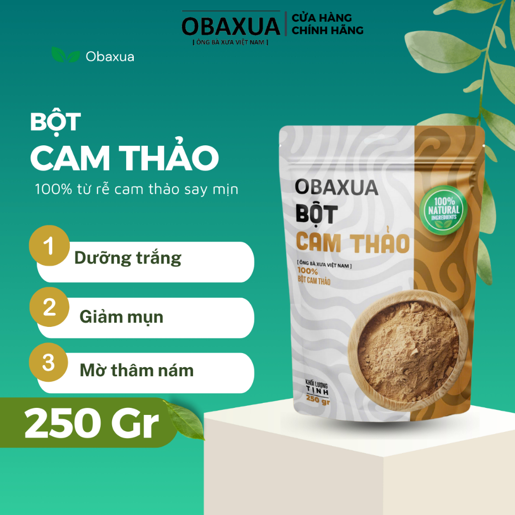 Bột Cam Thảo OBAXUA Nguyên Chất - Mặt Nạ Dành cho Mặt và Body Giúp Dưỡng Trắng Da, Giảm Mụn, Mờ Thâm, Trẻ Hoá Da | BigBuy360 - bigbuy360.vn