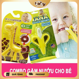  Combo gặm nướu ngậm nướu đồ chơi hươu chuối chất liệu nhựa an toàn mềm giúp giảm ngứa lợi cho bé thời kỳ mọc răng 