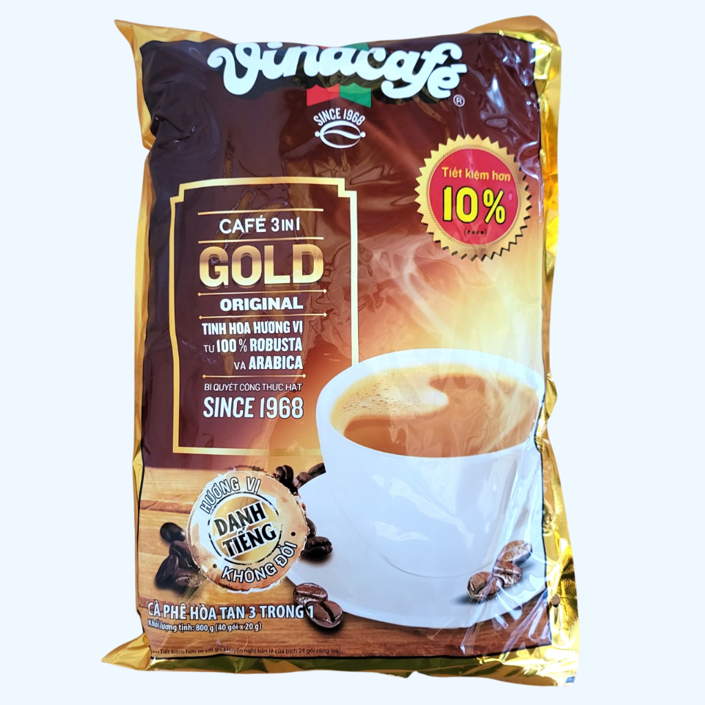 TÚI 800gr -- VINACAFE 40 gói -- CÀ PHÊ SỮA ĐÁ HÒA TAN 3 IN 1 Cafe Gold Original