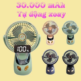  Quạt tự động xoay Quạt Mini tích điện quạt kẹp tích điện 7 inch kẹp bàn xe đẩy pin 30.000mAh Với đèn LED USB Phụ Kiện 