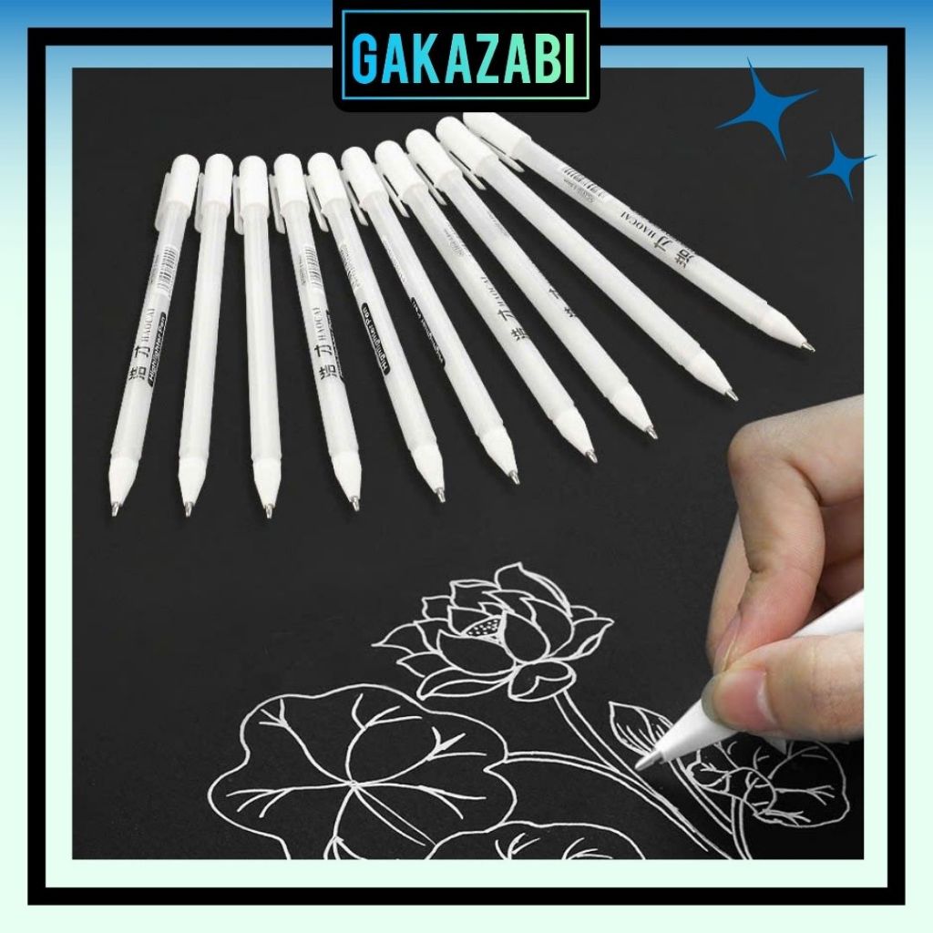 [Combo 2 CÁI] Bút Gel 2 Màu Vàng/Trắng Chuyên Viết GIẤY Đen Ngòi 0.8mm [Bút Gel KO VIẾT ĐƯỢC KHUNG MICA]