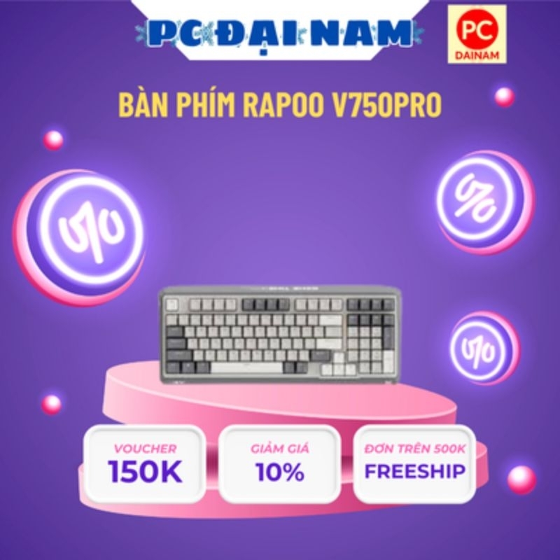 Bàn Phím Quang Học Gaming Rapoo V750PRO-98 RGB (Màu Xám Trắng) bảo hành 12 tháng.