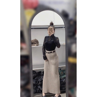  Chân váy len dáng dài  dài 88 cm  +_1    kèm đai  len dày mịn 