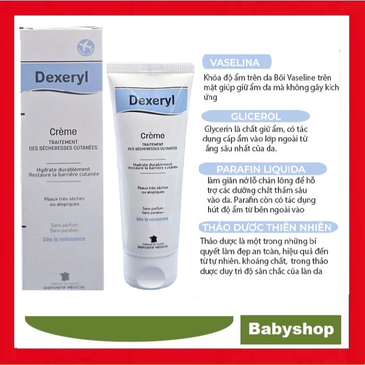 Kem Dưỡng Dexeryl Cream 50g Pháp Dưỡng Ẩm, Dưỡng Da Cho Da Khô, Nẻ, Chàm